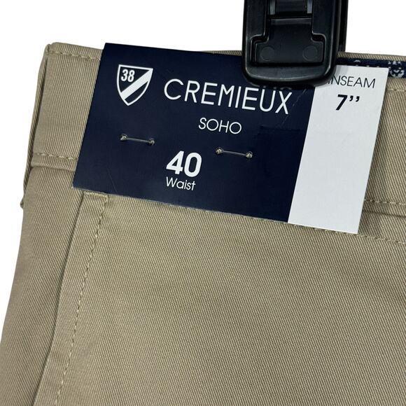 Cremieux SZ 40 Soho Slim Fit Chino Shorts Pocket Zip-Fly Stretch Tapered Leg Tan - Picture 3 of 10